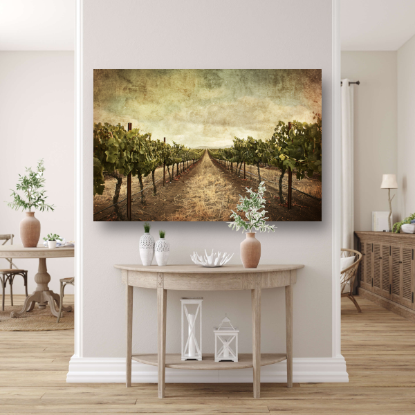 Sepia Wijngaard Landschap met Rijpe Druiven canvas