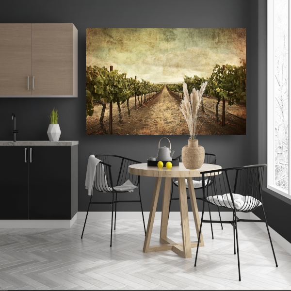 Sepia Wijngaard Landschap met Rijpe Druiven canvas