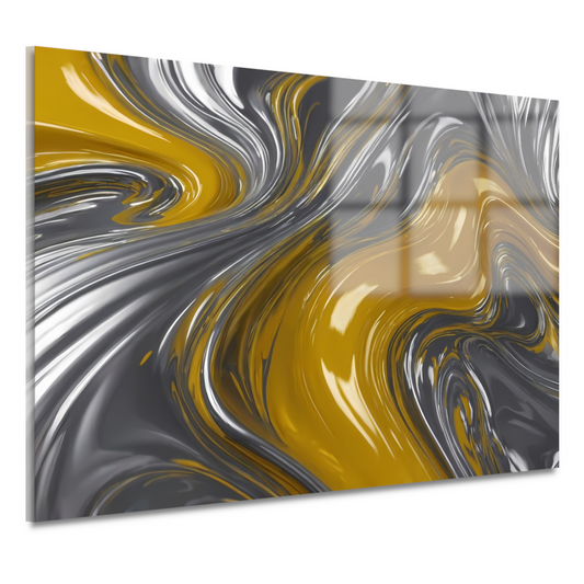 Zilveren en gele abstracte dynamiek acrylglas
