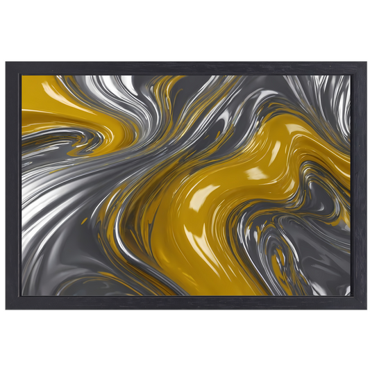 Zilveren en gele abstracte dynamiek canvas met baklijst