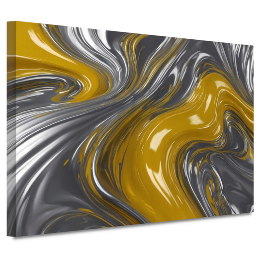 Zilveren en gele abstracte dynamiek canvas