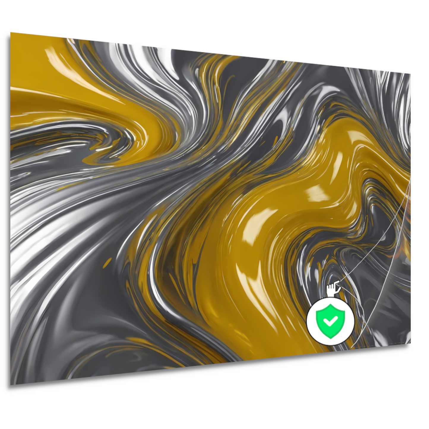 Zilveren en gele abstracte dynamiek poster