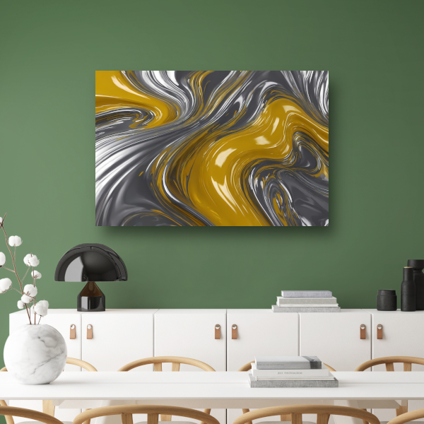 Zilveren en gele abstracte dynamiek canvas met baklijst