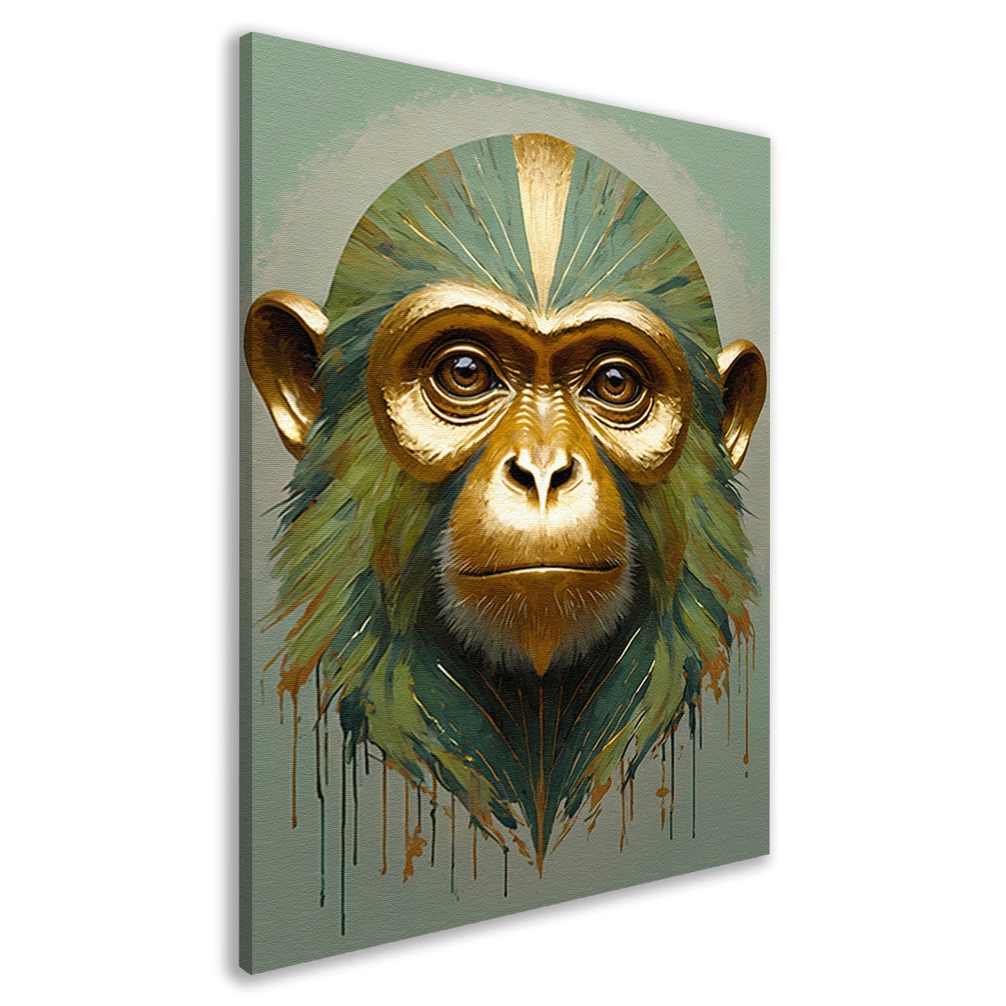 Gouden Aap met Kleurrijke Abstracte Achtergrond canvas