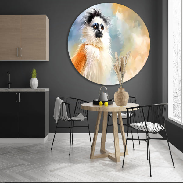 Prachtige digitale kunst van een unieke aap aluminium muurcirkel