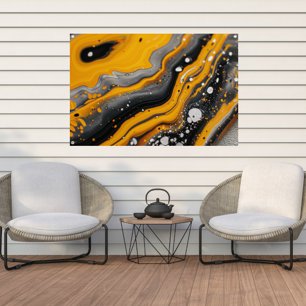 Abstracte schilderij met dynamische kleurenexplosie tuinposter
