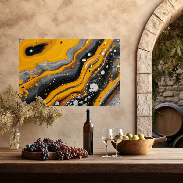 Abstracte schilderij met dynamische kleurenexplosie tuinposter