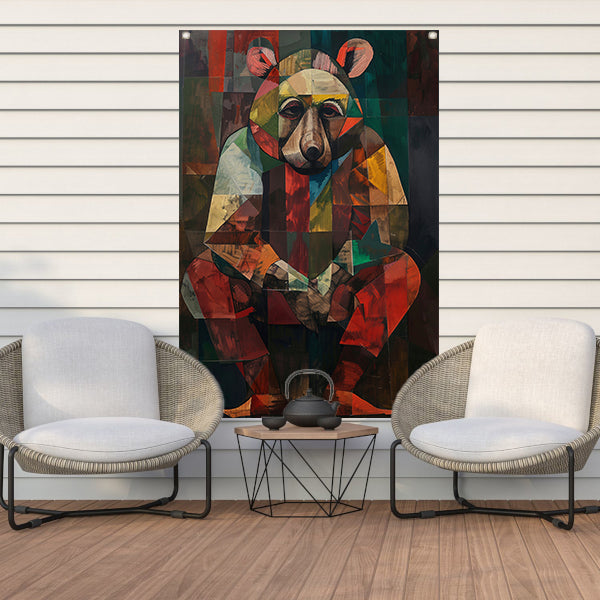 Abstract Kubistische Beer in Kleur tuinposter