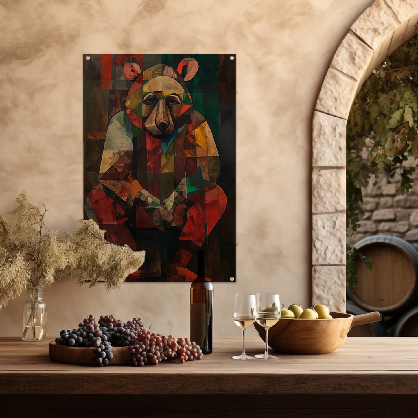 Abstract Kubistische Beer in Kleur tuinposter