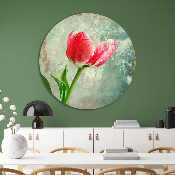 Realistische schildering van een mooie tulp forex muurcirkel