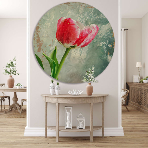 Realistische schildering van een mooie tulp forex muurcirkel