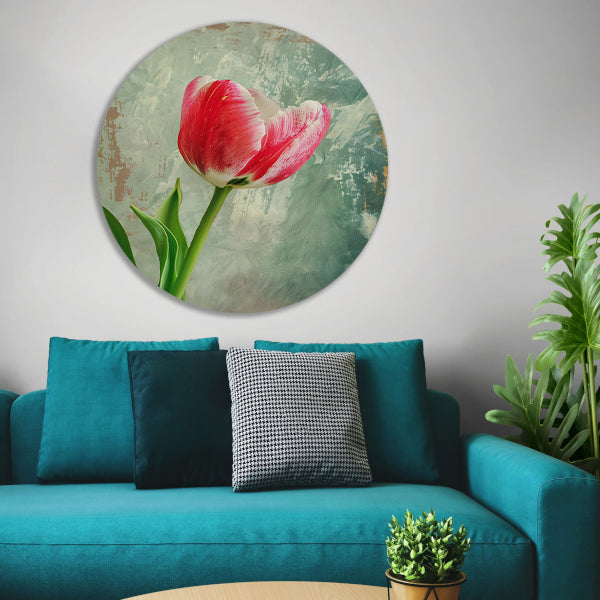 Realistische schildering van een mooie tulp forex muurcirkel