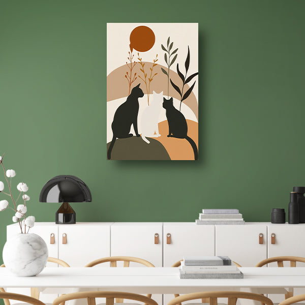 Silhouet van Katten en Planten in Harmonie acrylglas