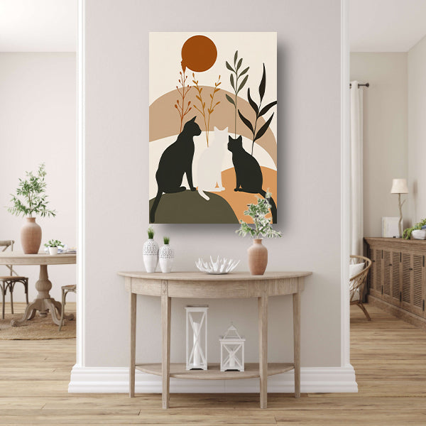 Silhouet van Katten en Planten in Harmonie acrylglas