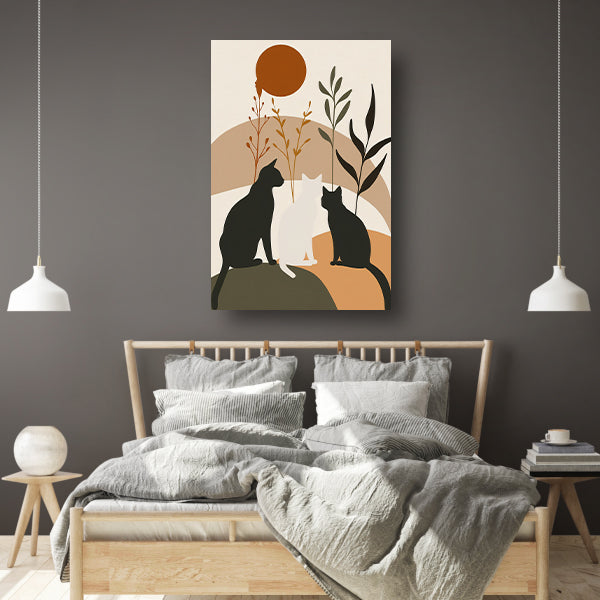 Silhouet van Katten en Planten in Harmonie acrylglas