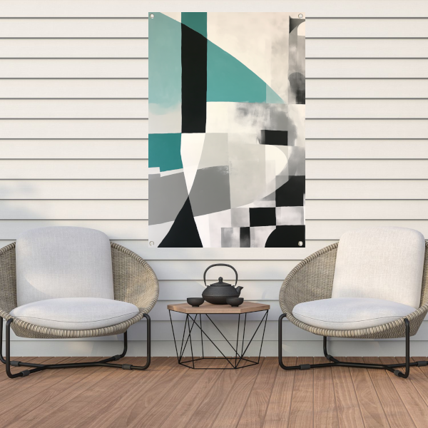 Abstracte Harmonie in Zwart en Wit tuinposter