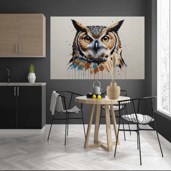 De Wijze Uil - Modern Kunstwerk poster
