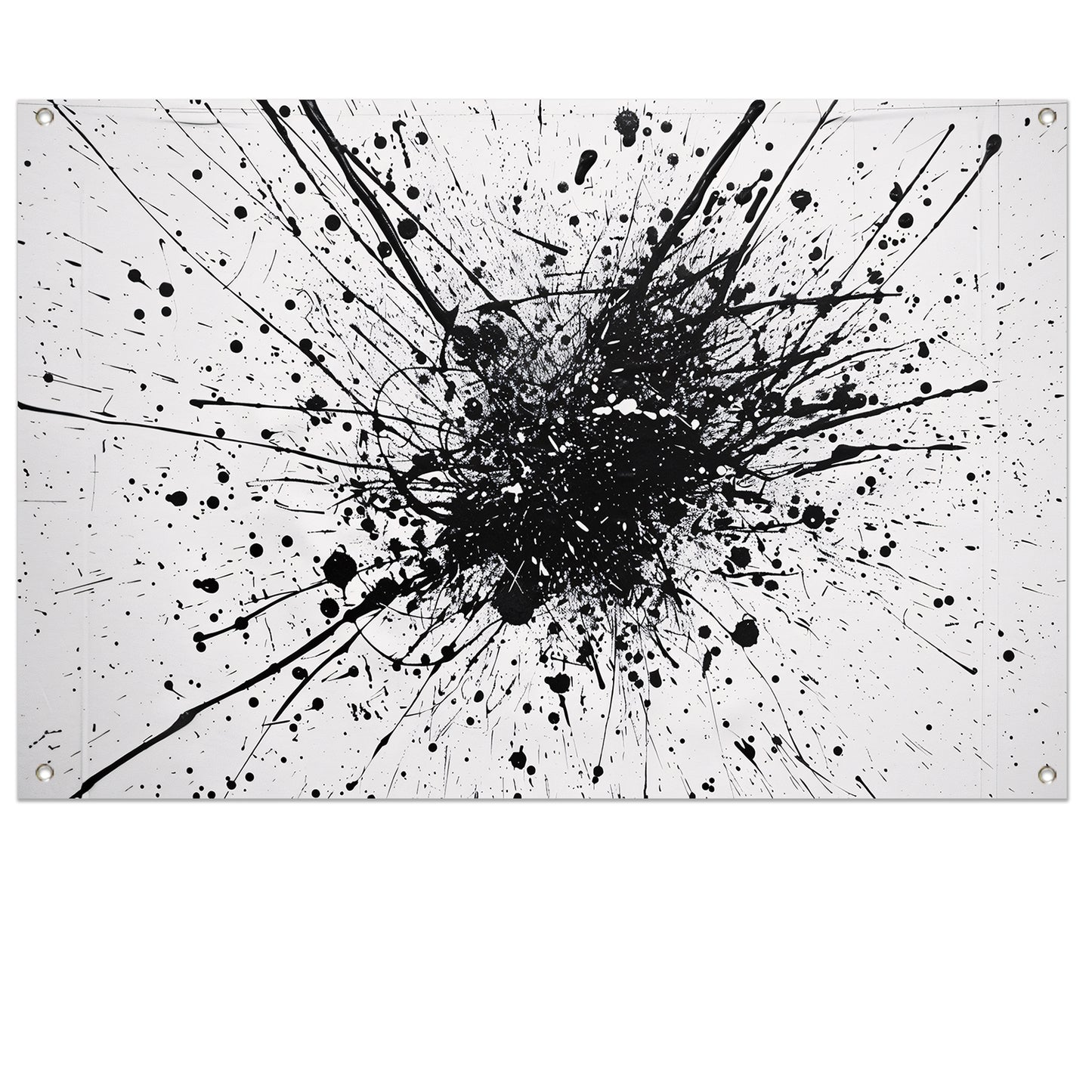 Abstracte kunst met zwarte en witte verfspatten tuinposter