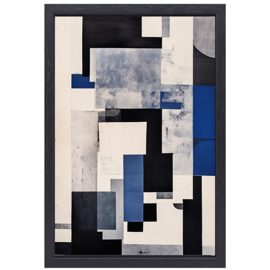 Balans in Blauw en Monochroom canvas met baklijst