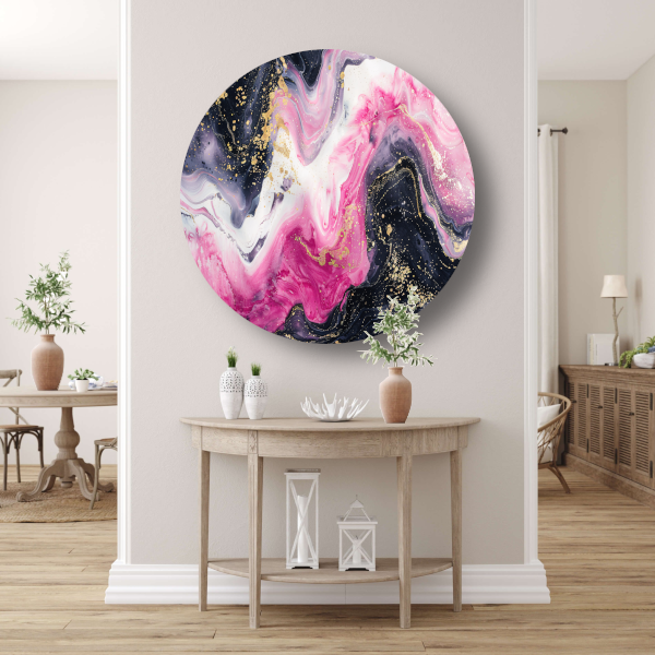Dynamische Roze en Gouden Marmer Suggestie forex muurcirkel