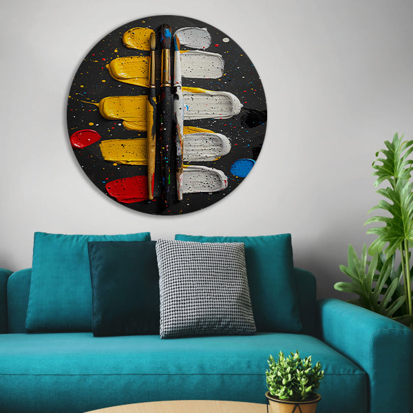 Abstract Expressie met Verf en Kwasten forex muurcirkel