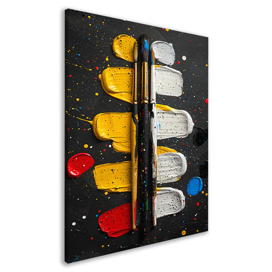 Abstract Expressie met Verf en Kwasten canvas