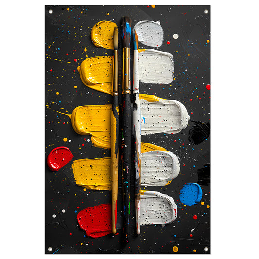 Abstract Expressie met Verf en Kwasten tuinposter