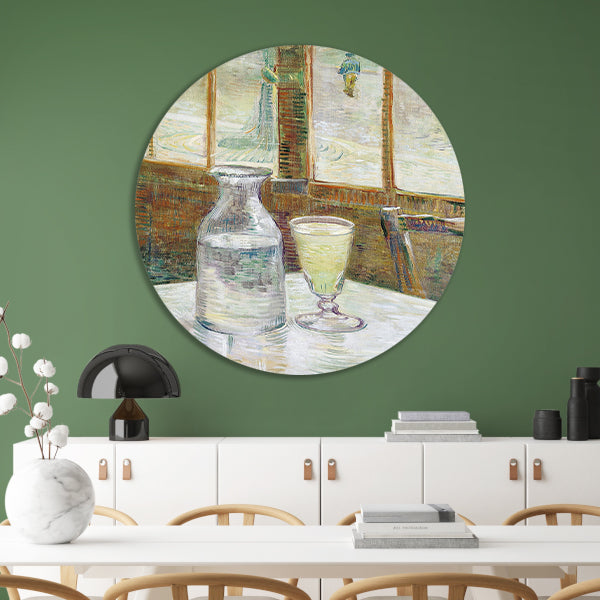 Cafétafel met absint - Vincent van Gogh aluminium muurcirkel
