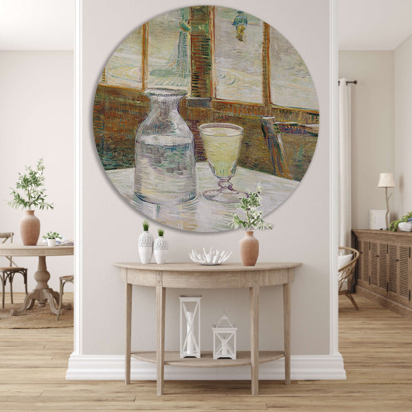 Cafétafel met absint - Vincent van Gogh forex muurcirkel