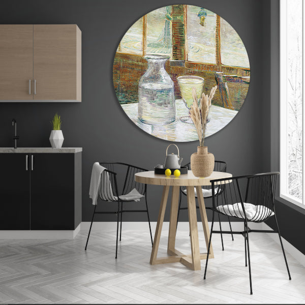 Cafétafel met absint - Vincent van Gogh aluminium muurcirkel