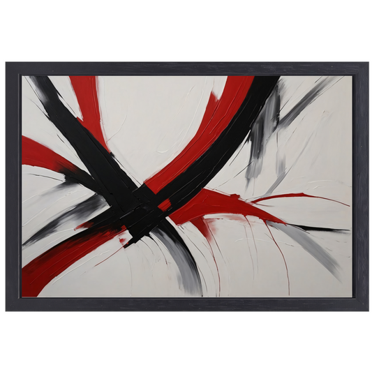 Dynamisch Minimalisme in Rood en Zwart canvas met baklijst