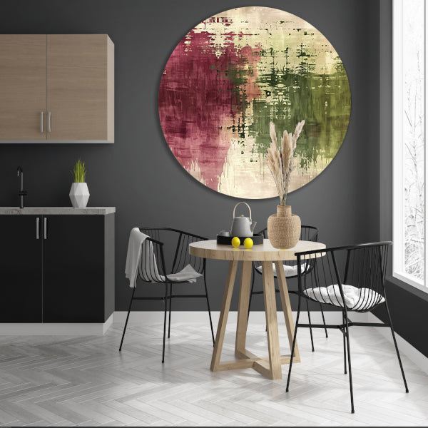 Abstract digitaal kunstwerk met rijke kleuren aluminium muurcirkel