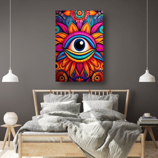 Het Oog van Kleurrijke Inspiratie canvas met baklijst