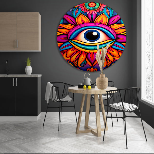 Het Oog van Kleurrijke Inspiratie aluminium muurcirkel
