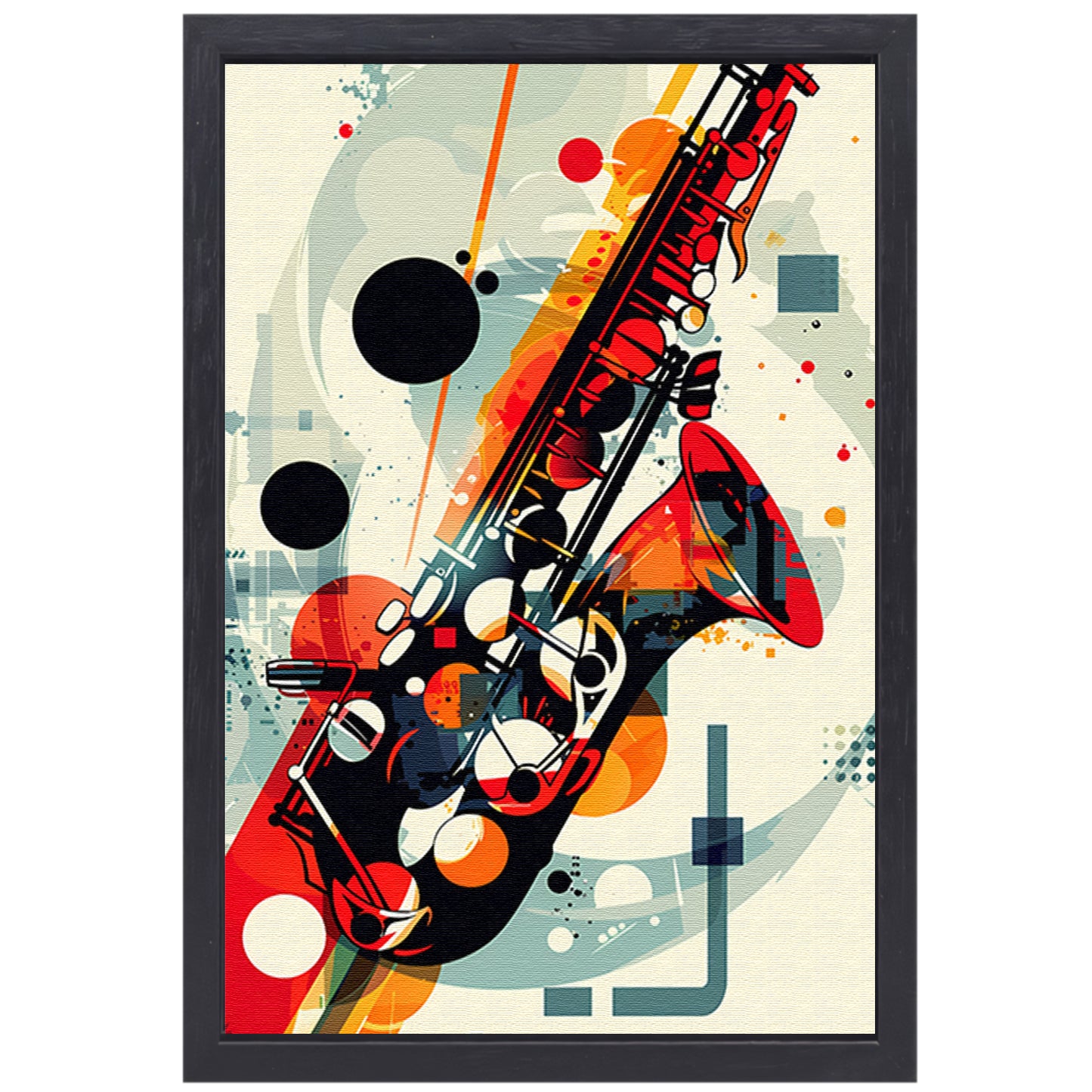 Abstract Jazz Saxofoon in Kleur canvas met baklijst