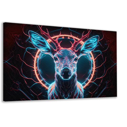 Futuristisch hert in levendige neonkleuren canvas