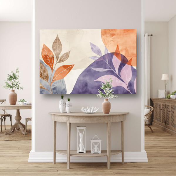 Abstracte Waterverf Bladeren in Warme Tinten acrylglas