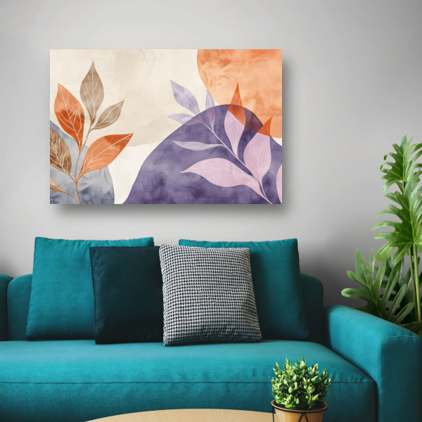 Abstracte Waterverf Bladeren in Warme Tinten acrylglas