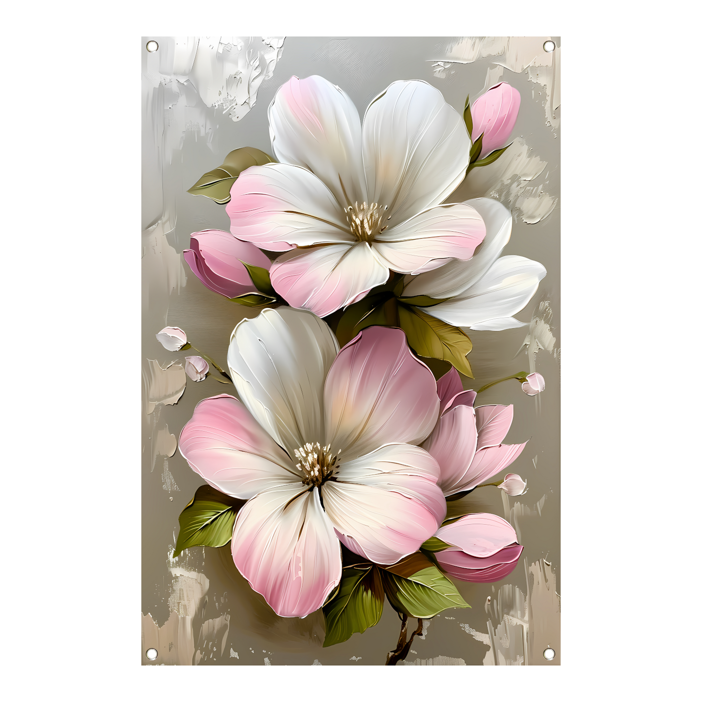 Moderne minimalistische bloemen in zachte pastelkleuren tuinposter