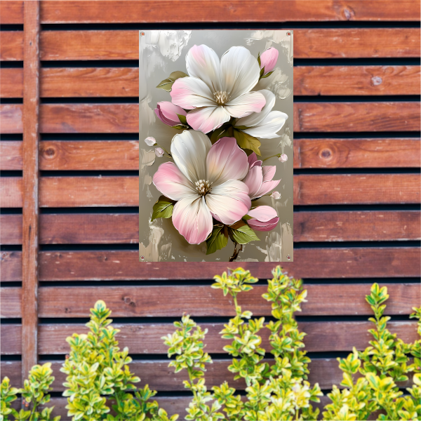 Moderne minimalistische bloemen in zachte pastelkleuren tuinposter