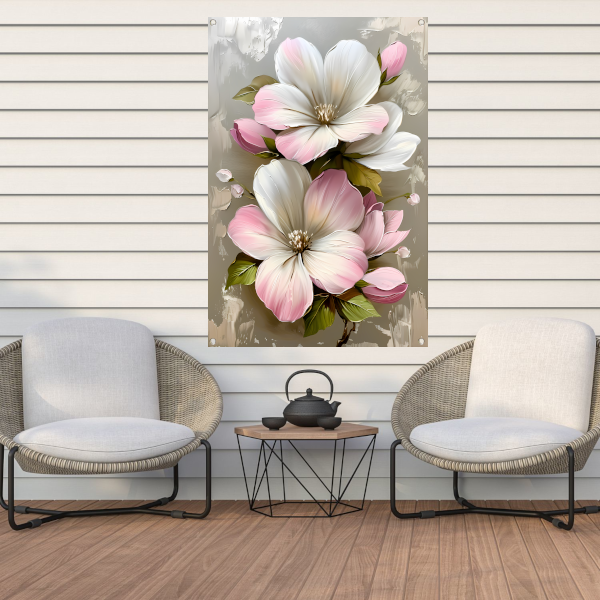 Moderne minimalistische bloemen in zachte pastelkleuren tuinposter