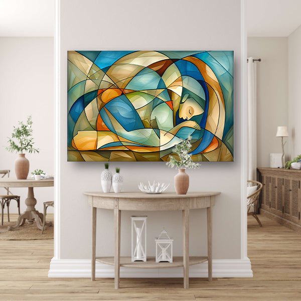 Abstract kunstwerk van slapende vrouw canvas