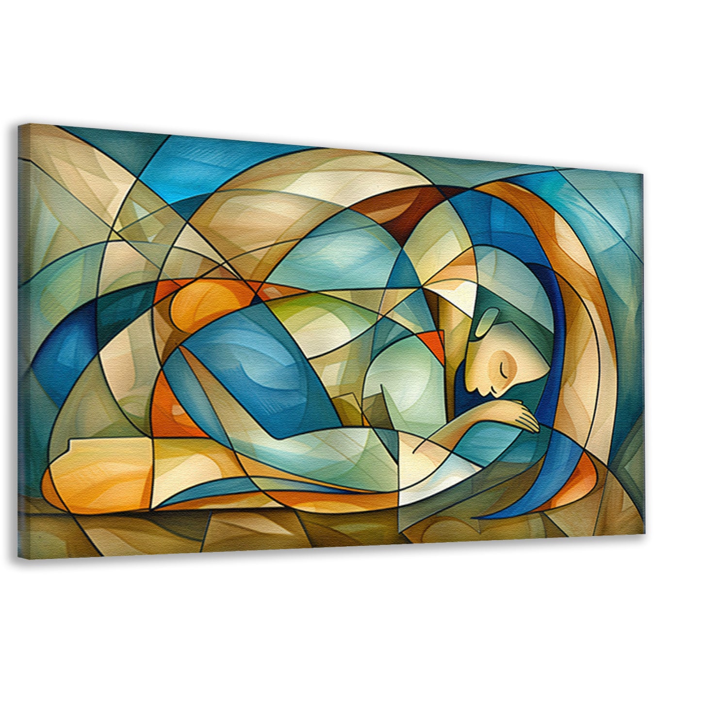 Abstract kunstwerk van slapende vrouw canvas