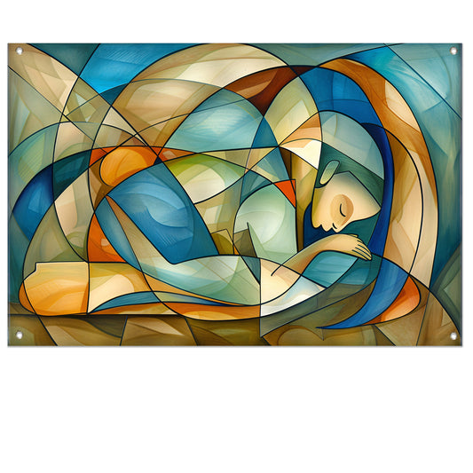 Abstract kunstwerk van slapende vrouw tuinposter