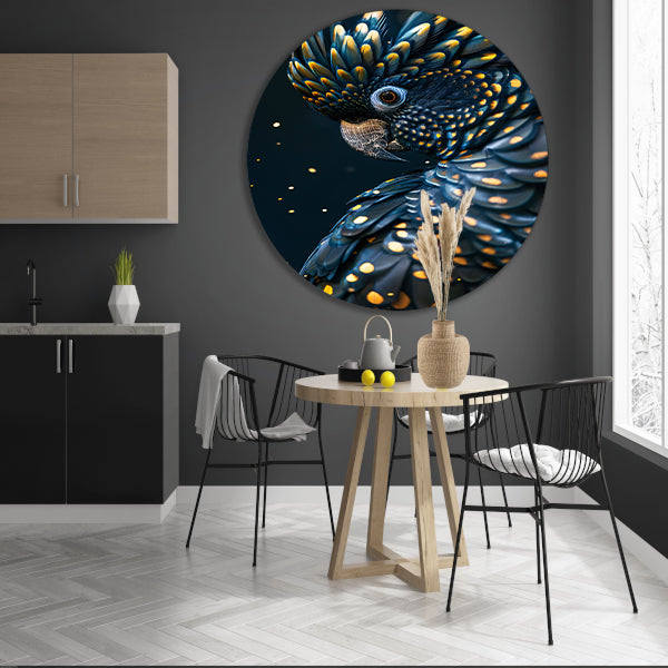 Blauwe Papegaai met Gouden Stippen Portret forex muurcirkel