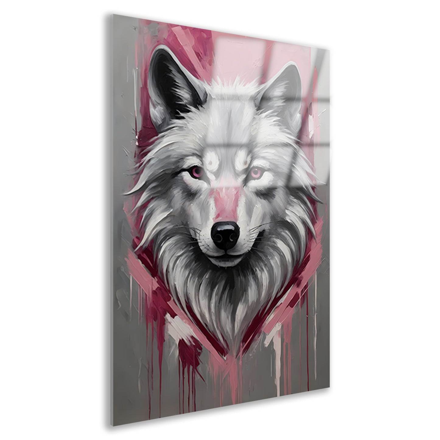 Dynamische Abstracte Wolf met Roze Accenten Acrylglas