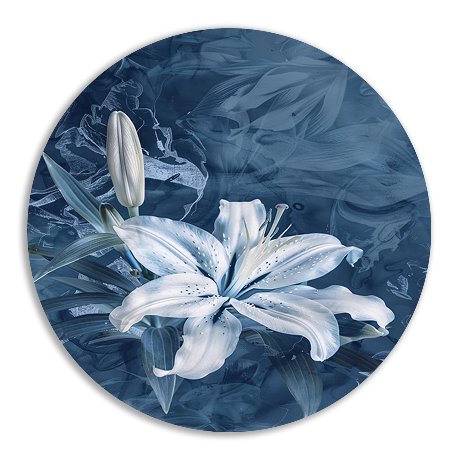 Prachtige digitale kunst van een lelie aluminium muurcirkel