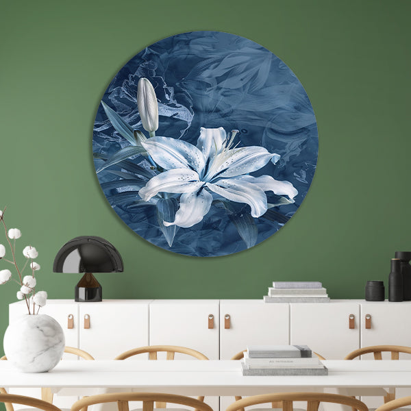 Prachtige digitale kunst van een lelie aluminium muurcirkel