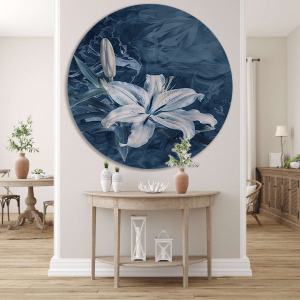 Prachtige digitale kunst van een lelie aluminium muurcirkel