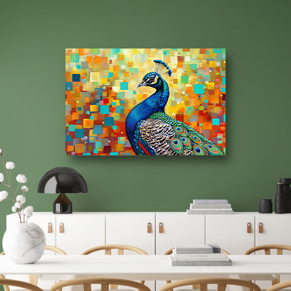 Kleurrijke pauw in abstracte popart stijl poster